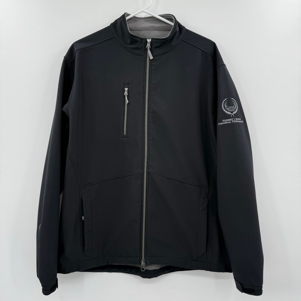 Peter Millar Jacket Black Crown Sport Lined Full Zip Tour Logo Mens large‎